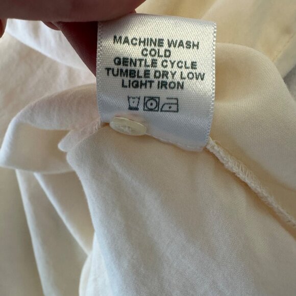 Xirena 100% Cotton Long Sleeve Popover Top Size M Cream Ivory Lightweight READ - Picture 6 of 11